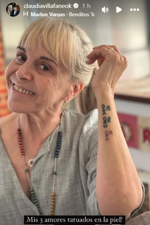 Claudia Villafañe se tatuó en honor a sus nietos: "Mis tres amores en la piel"